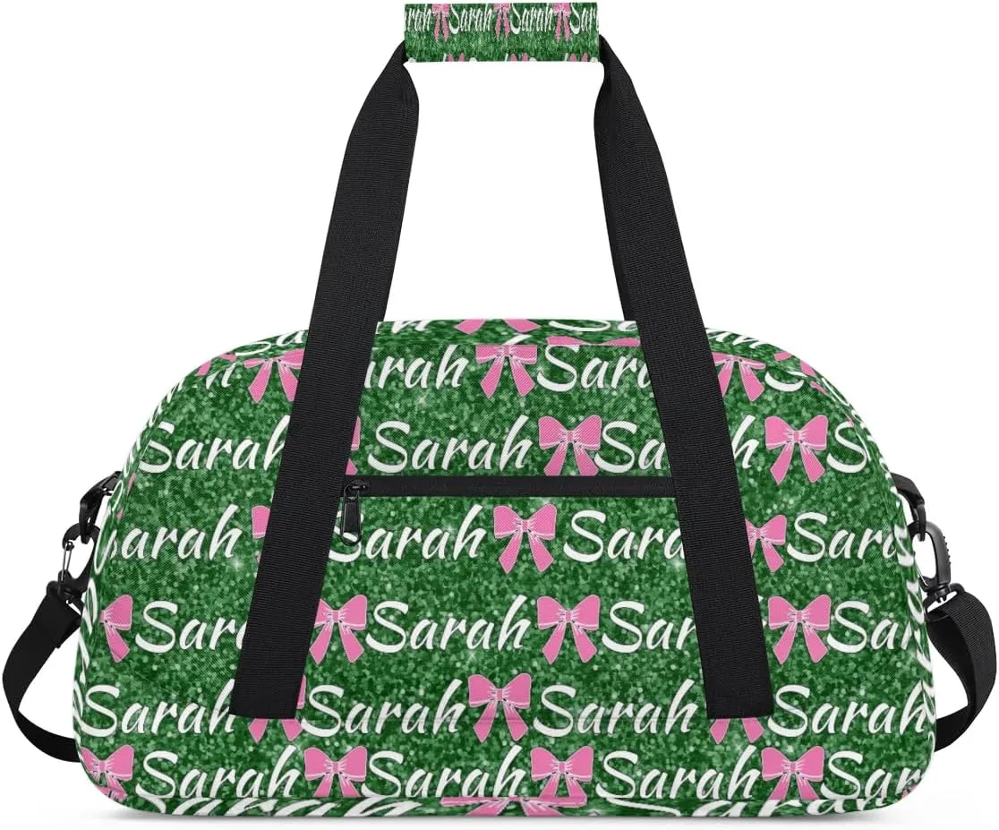 Personalized Cheer Duffel Bags Custom Cheerleader Bag with Name for Sport Events Dance Bag Customized Travel Gym Bag Overnight Weekender Carry-on Bag, Grass Green Glitter