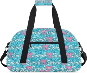 Personalized Cheer Duffel Bags Custom Cheerleader Bag with Name for Sport Events Dance Bag Customized Travel Gym Bag Overnight Weekender Carry-on Bag, Teal Glitter