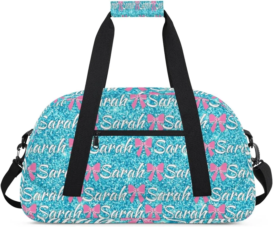 Personalized Cheer Duffel Bags Custom Cheerleader Bag with Name for Sport Events Dance Bag Customized Travel Gym Bag Overnight Weekender Carry-on Bag, Teal Glitter