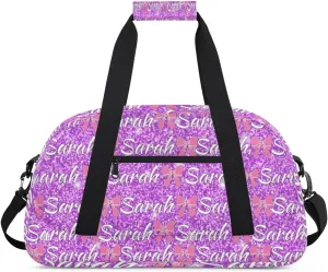 Personalized Cheer Duffel Bags Custom Cheerleader Bag with Name for Sport Events Dance Bag Customized Travel Gym Bag Overnight Weekender Carry-on Bag, Violet Glitter