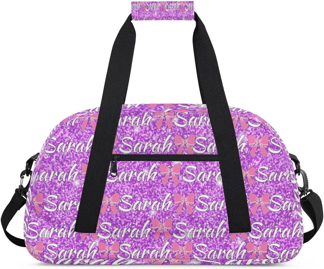 Personalized Cheer Duffel Bags Custom Cheerleader Bag with Name for Sport Events Dance Bag Customized Travel Gym Bag Overnight Weekender Carry-on Bag, Violet Glitter