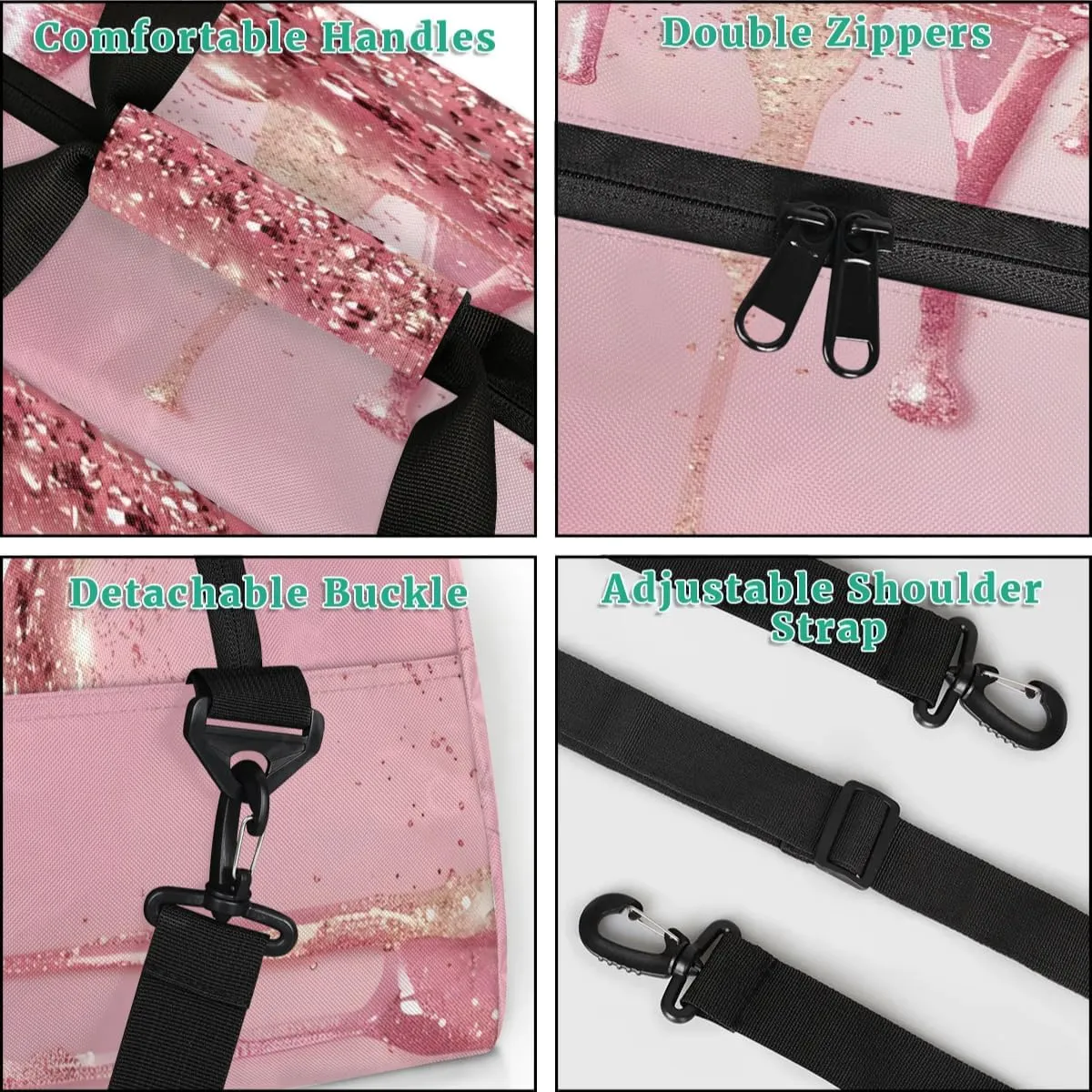 Personalized Cheer Duffle Bag for Cheerleader, Custom Cheerleading Gym Bags, Fluid Glitter Customized Cheer Duffel Bag with Name Overnight Weekender Bags
