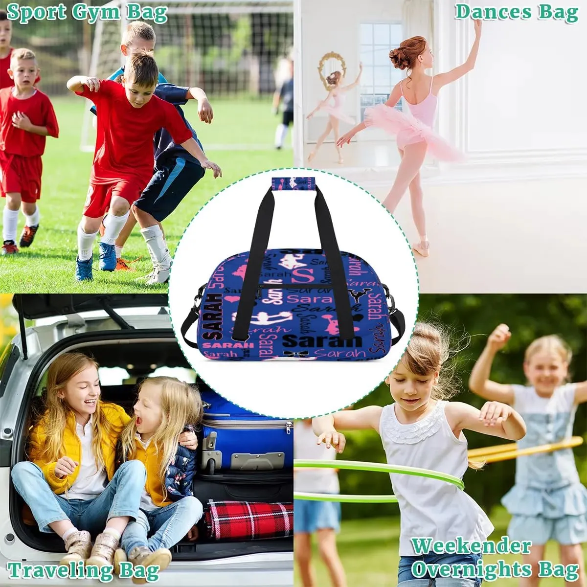 Personalized Cheer Duffle Bag for Cheerleaders, Cobalt Blue (No Glitter) Custom Cheerleading Gym Bag for Women, Cheer Duffel Bag with Name Weekender Bags Customized Cheer Gifts