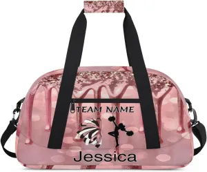 Personalized Cheer Duffle Bag for Cheerleaders, Custom Cheerleading Gym Bag for Women, Cheer Duffel Bag with Name Overnight Weekender Bags, Pink Fluid Glitter