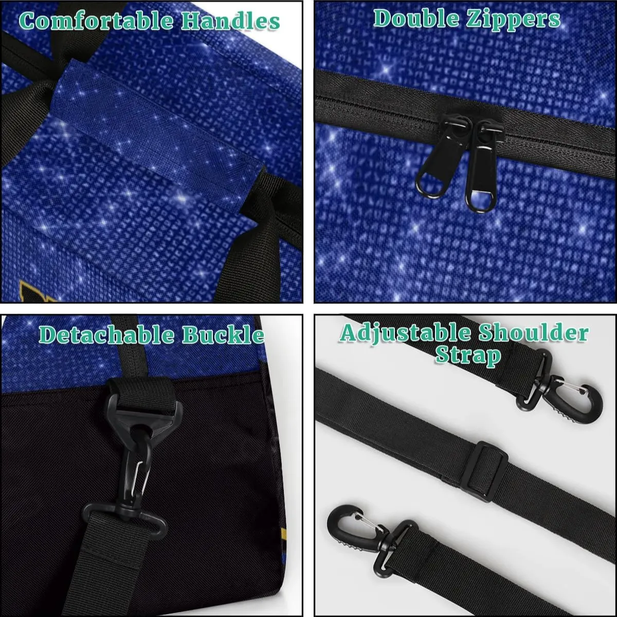 Personalized Cheerleader Bag Dance Bag for Girl, Custom Team Bag Gymnastics Bag Sport Duffel Bag, Weekender Bags Travel Duffel Bag for Cheer Team Gold Blue Glitter Cheer