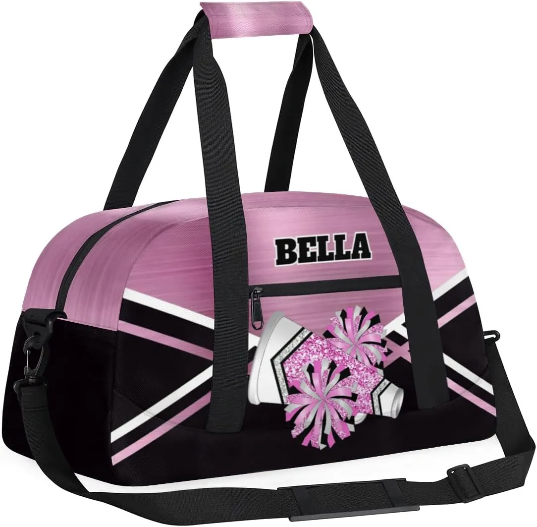Personalized Cheerleader Bag Dance Bag for Girl, Custom Team Bag Gymnastics Bag Sport Duffel Bag, Weekender Bags Travel Duffel Bag for Cheer Team Pink Sliver Glitter Cheer