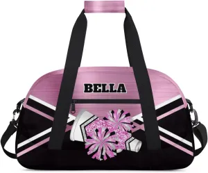 Personalized Cheerleader Bag Dance Bag for Girl, Custom Team Bag Gymnastics Bag Sport Duffel Bag, Weekender Bags Travel Duffel Bag for Cheer Team Pink Sliver Glitter Cheer