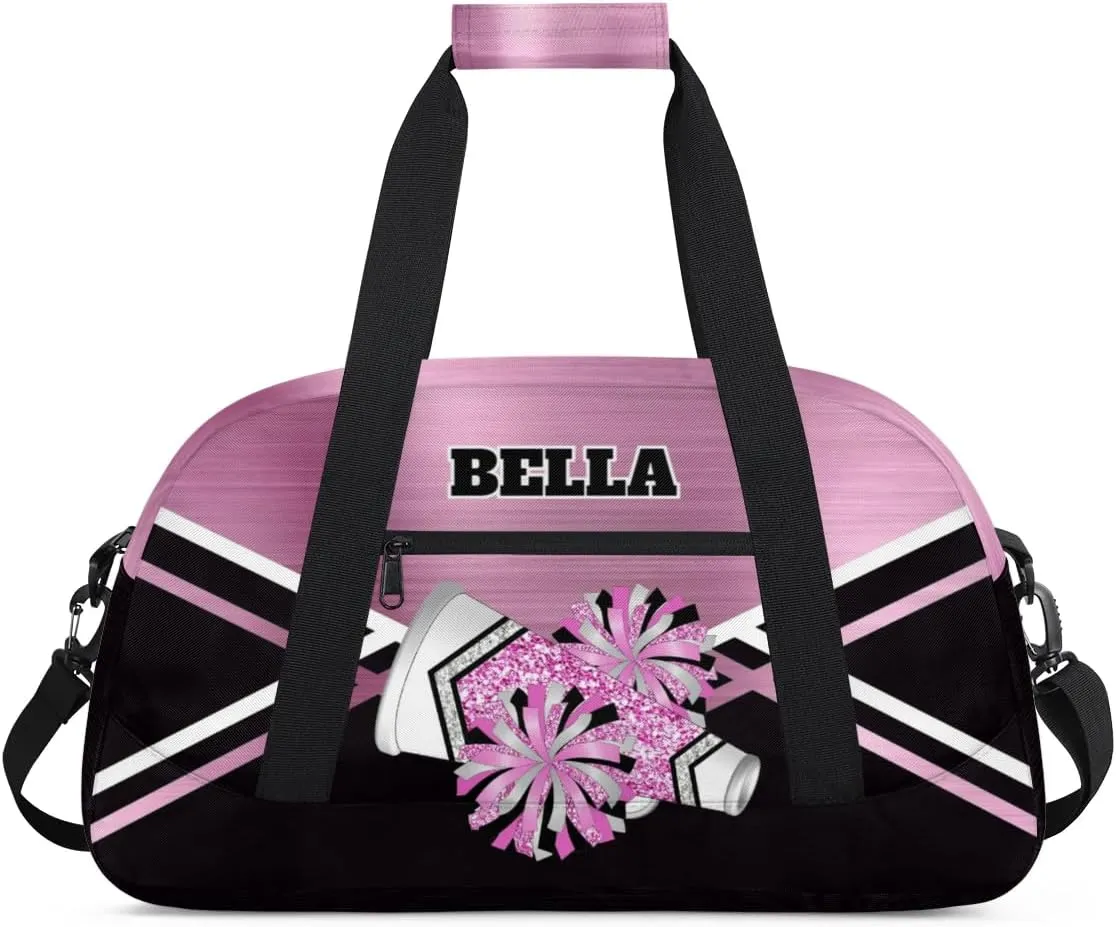 Personalized Cheerleader Bag Dance Bag for Girl, Custom Team Bag Gymnastics Bag Sport Duffel Bag, Weekender Bags Travel Duffel Bag for Cheer Team Pink Sliver Glitter Cheer
