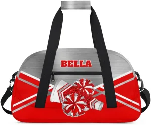 Personalized Cheerleader Bag Dance Bag for Girl, Custom Team Bag Gymnastics Bag Sport Duffel Bag, Weekender Bags Travel Duffel Bag for Cheer Team Red Sliver Glitter Cheer