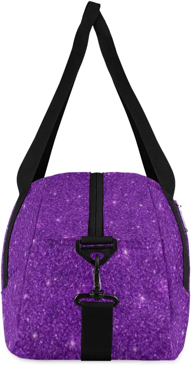 Personalized Custom Kids Duffel Bags, Customized Gifts Sports Gym Bag Custom Name Girls Dance Bag Overnight Weekender Sleepover Carry On Travel Tote Bag for Girls, Purple Glitter Dancing