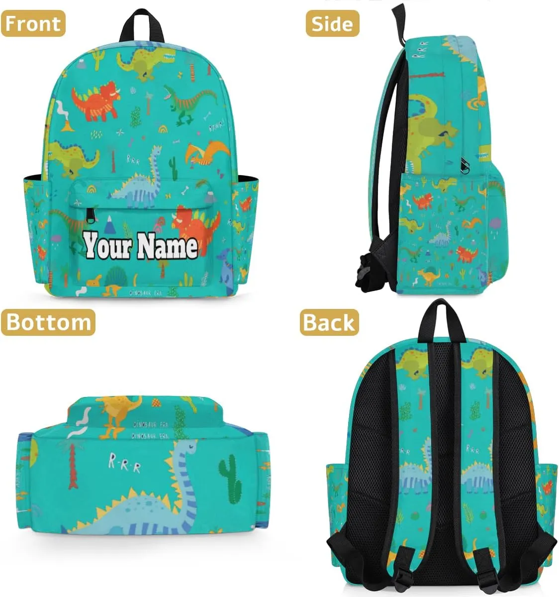 Personalized Cute Dinosaur Preschool Toddler Backpack for Boys Girls Custom Kids Name Small Bookbags Kindergarten Elementary Backpack, Dinosaur Print