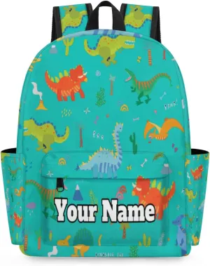 Personalized Cute Dinosaur Preschool Toddler Backpack for Boys Girls Custom Kids Name Small Bookbags Kindergarten Elementary Backpack, Dinosaur Print
