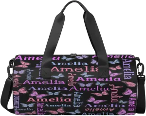 Personalized Dance Bag Duffle Bag for Girl, Custom Gym Bag Gymnastics Sport Travel Bag Weekender Bags with Adjustable Butter Glitter