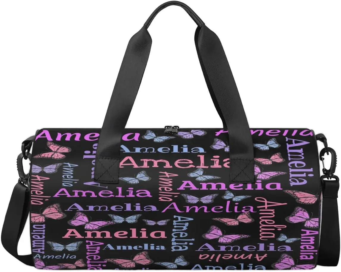 Personalized Dance Bag Duffle Bag for Girl, Custom Gym Bag Gymnastics Sport Travel Bag Weekender Bags with Adjustable Butter Glitter
