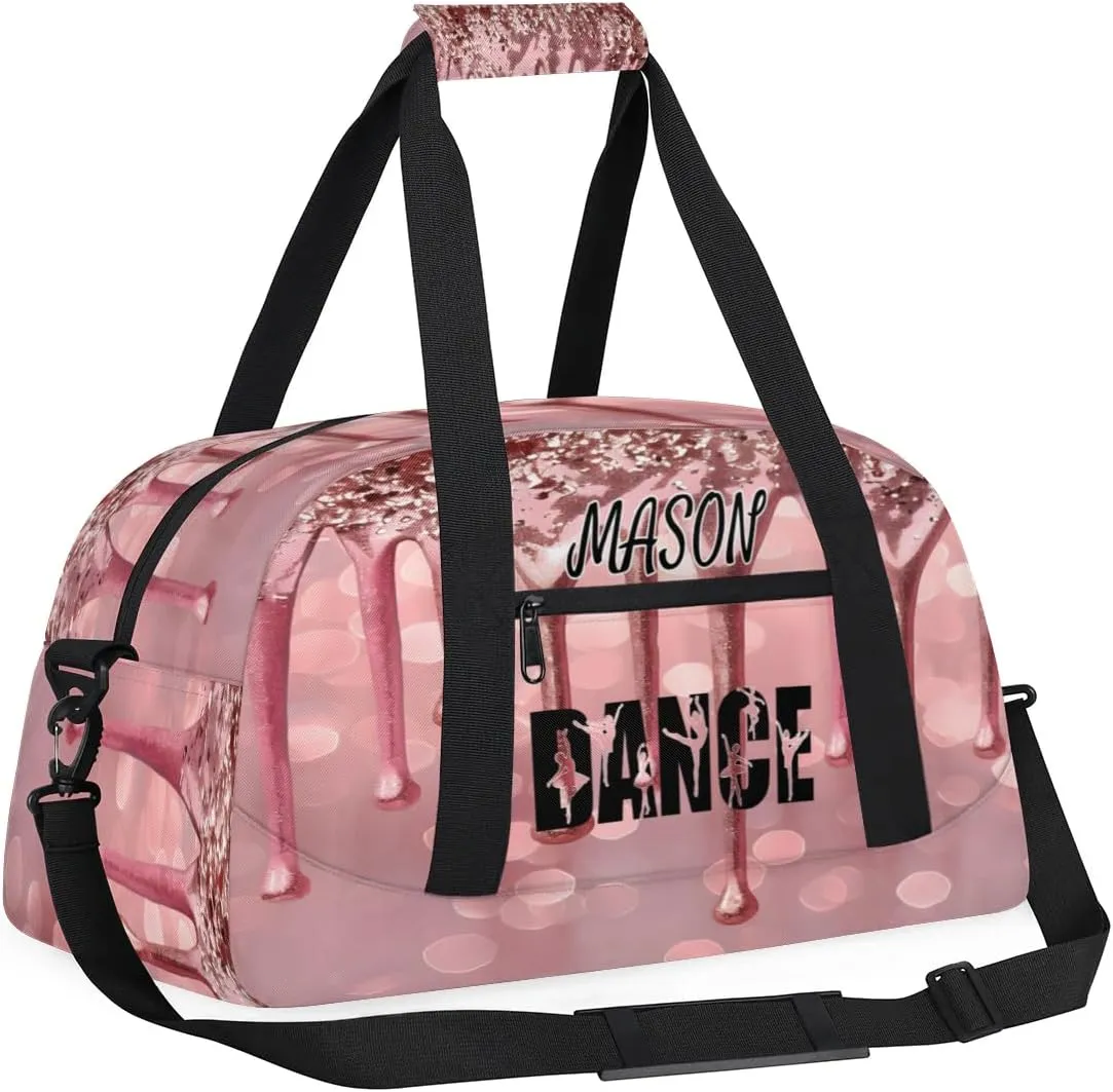 Personalized Dance Bag Gym Bag for Women, Custom Sport Duffel Bag Overnight Weekender Bags Travel Duffel Bag, Fluids Glitter