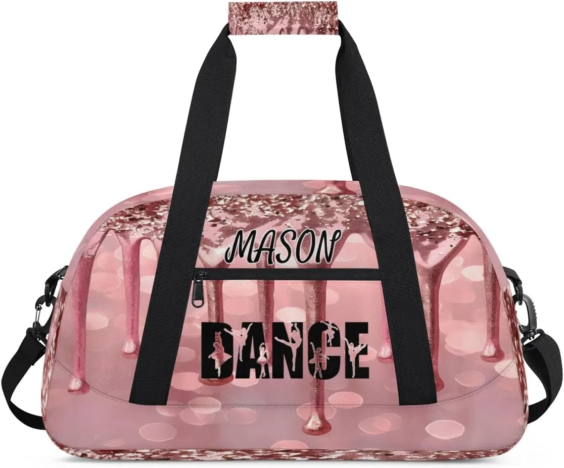 Personalized Dance Bag Gym Bag for Women, Custom Sport Duffel Bag Overnight Weekender Bags Travel Duffel Bag, Fluids Glitter