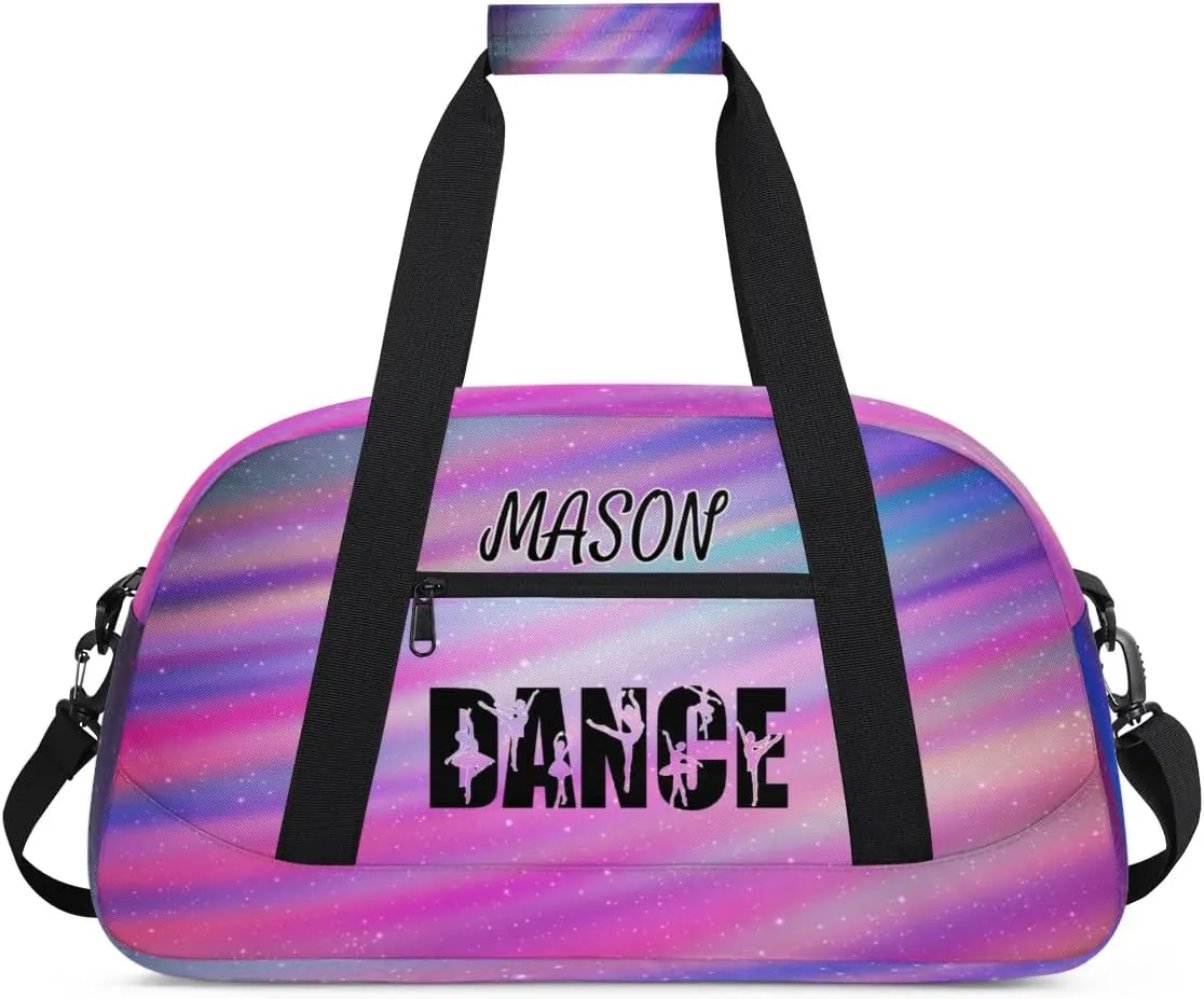 Personalized Dance Bag Gym Bag for Women, Custom Sport Duffel Bag Overnight Weekender Bags Travel Duffel Bag, Funny Colorful Glitter