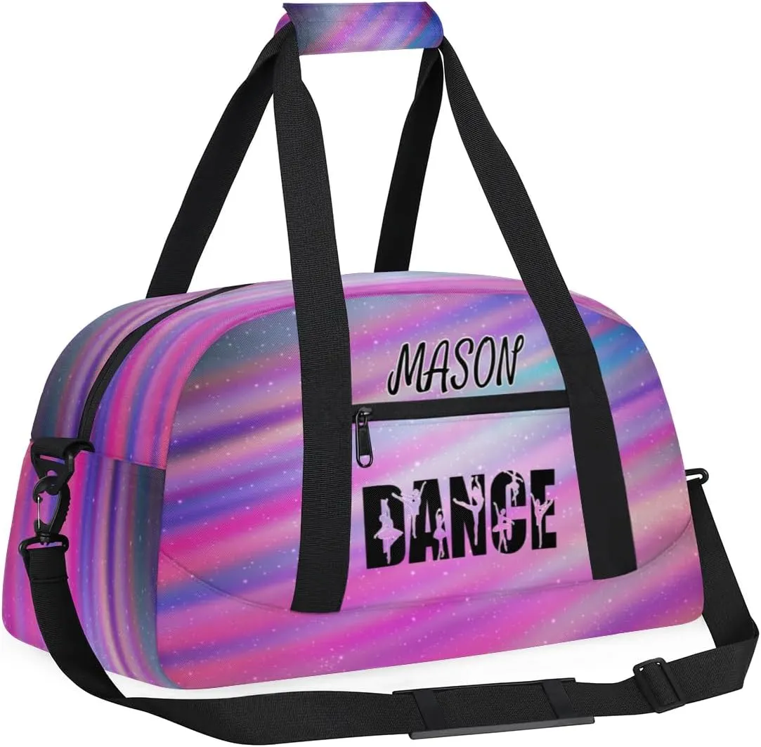 Personalized Dance Bag Gym Bag for Women, Custom Sport Duffel Bag Overnight Weekender Bags Travel Duffel Bag, Funny Colorful Glitter
