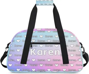 Personalized Dance Duffel Bag with Name Custom Sport Gym Travel Bags for Women Men, Customized Overnight Bags Weekender Bag, Cut Glitter Pattern