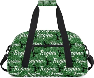 Personalized Dance Duffel Bags Custom Cheer Bag with Name for Sport Events Cheerleader Bag Customized Travel Gym Bag Overnight Weekender Carry-on Bag, Grass Green Glitter