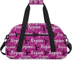 Personalized Dance Duffel Bags Custom Cheer Bag with Name for Sport Events Cheerleader Bag Customized Travel Gym Bag Overnight Weekender Carry-on Bag, Magenta Glitter