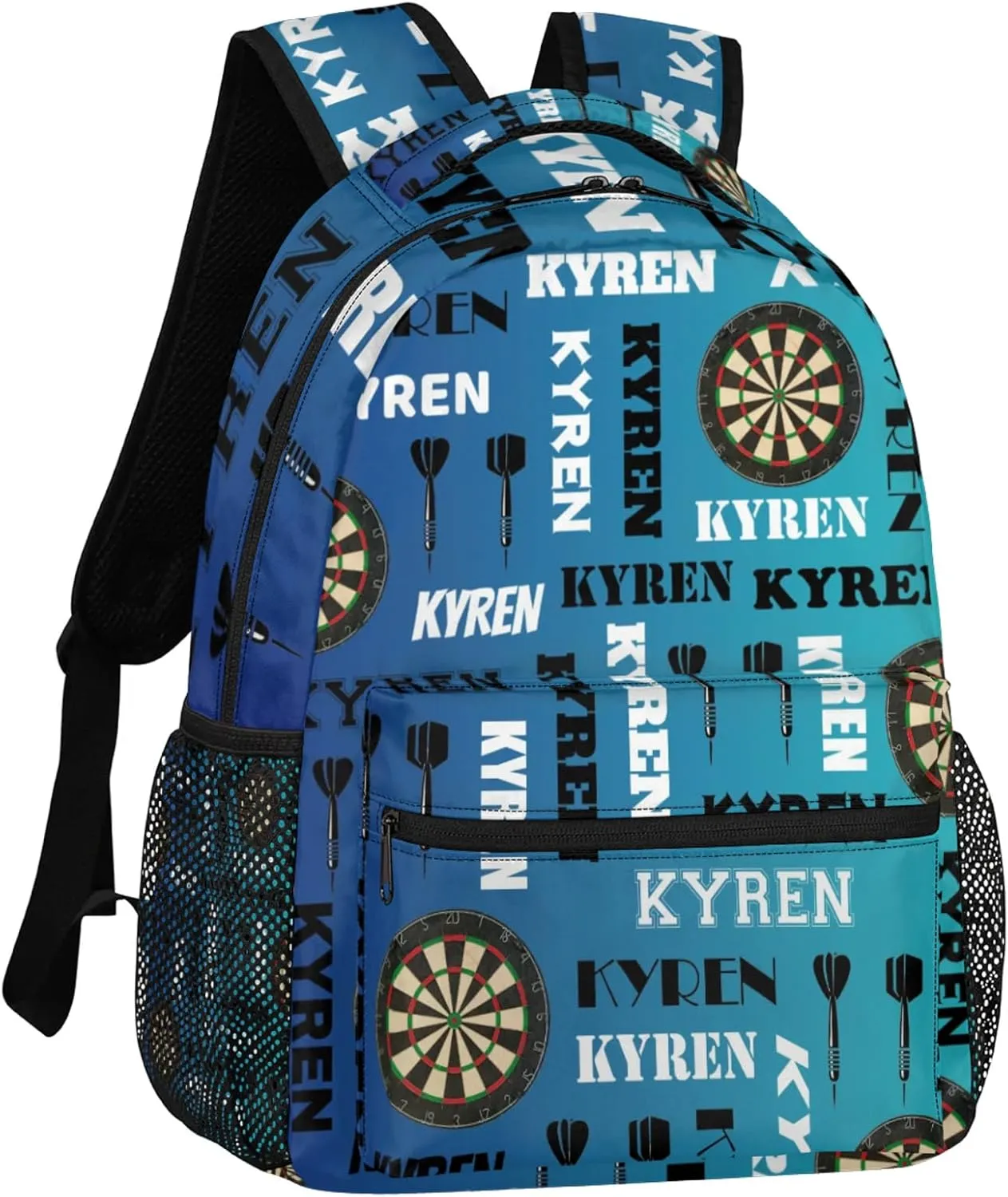 Personalized Darts Backpack with Name, Sports Bag Backpack for Men Women, Customized Laptop Backpacks Travel Camping Daypack, Blue