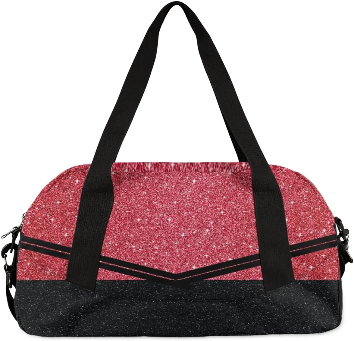 Personalized Glitter Cheer Bag Girls,Foldable Kids Duffel Bag Sports Bag Gym Custom Team Gift Weekender Bags Overnight Travel Lightweight Gymnastics Bag,Red