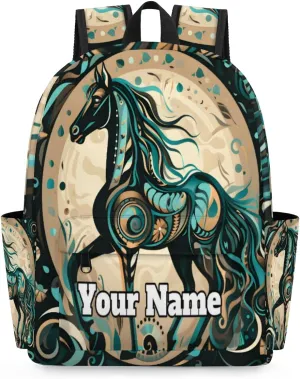 Personalized Horse Preschool Toddler Backpack for Boys Girls Custom Kids Name Small Bookbags Kindergarten Elementary Backpack, Horse Print