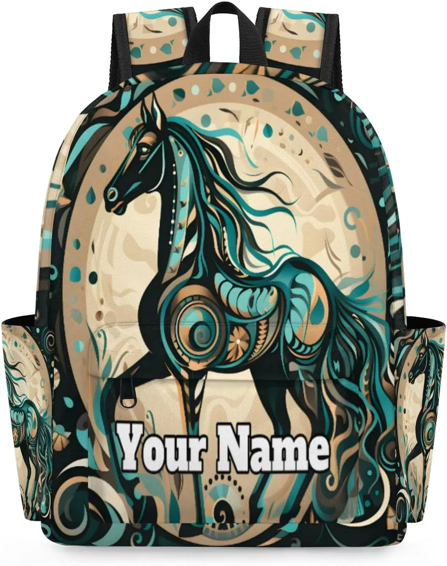 Personalized Horse Preschool Toddler Backpack for Boys Girls Custom Kids Name Small Bookbags Kindergarten Elementary Backpack, Horse Print