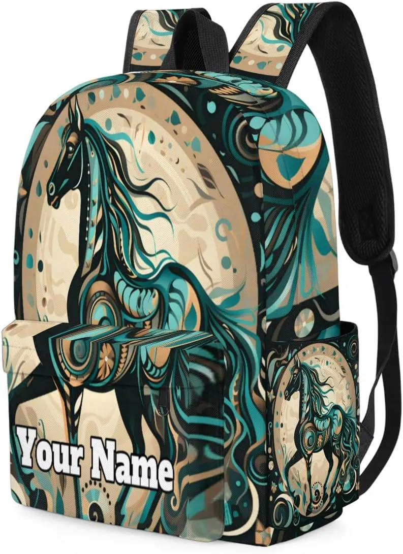 Personalized Horse Preschool Toddler Backpack for Boys Girls Custom Kids Name Small Bookbags Kindergarten Elementary Backpack, Horse Print