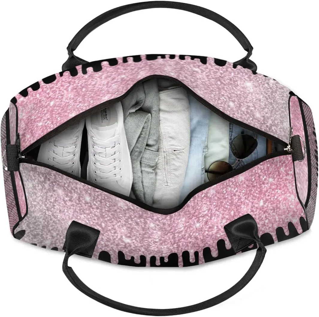 Personalized Initial Sports Bag Travel Duffel Bags with Name, Custom Gym Bag for Adults, Overnight Weekend Bags, Fluid Dance Bag, Personalized Gifts, Other Glitter