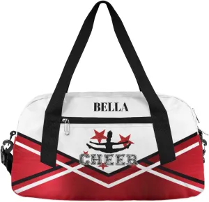 Personalized Kids Gym Bag, Custom Sport Duffel Bag, Dance Bag Weekender Bags Travel Duffel Bag for Girl Silver Glitter Drips Red
