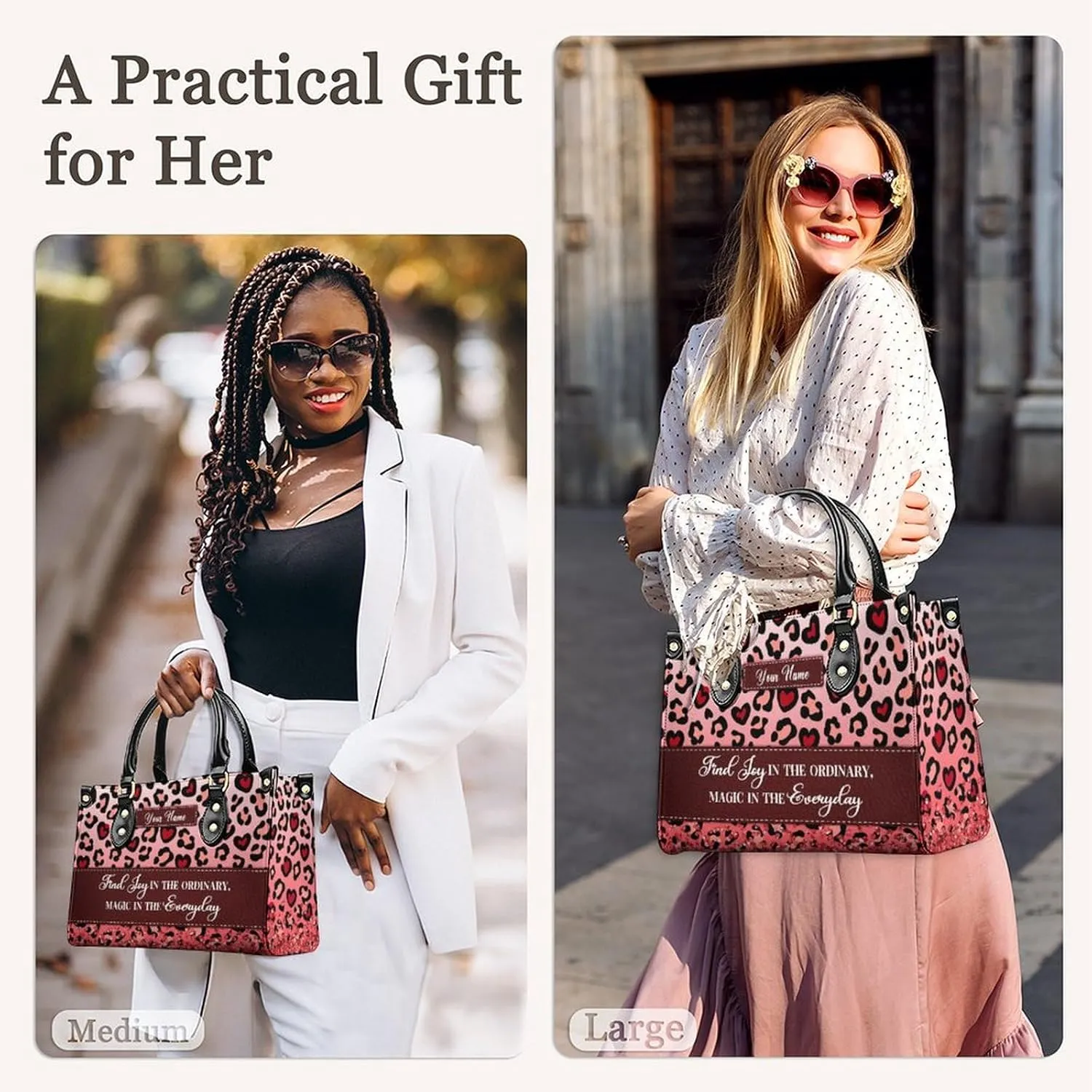 Personalized Leather Handbag, Custom Purse for Women, Add Your Design/Photo/Text, Initial Tote Bag Gifts with Name