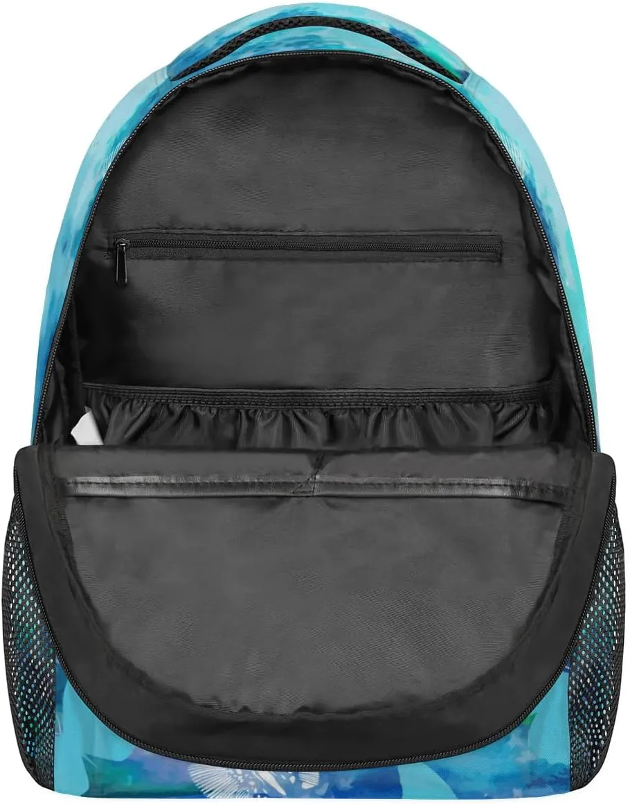 Personalized Name Dance Backpack Bag Daypack Travel Training Backpacks for Women Watercolor Painted Blue Butterflies