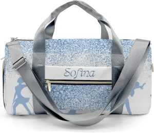 Personalized Name Duffel Bag Blue Glitter Inbakerdoek Rhythmic Gymnastics On-the-Go Fitness: Travel Bags Designed for Active Living
