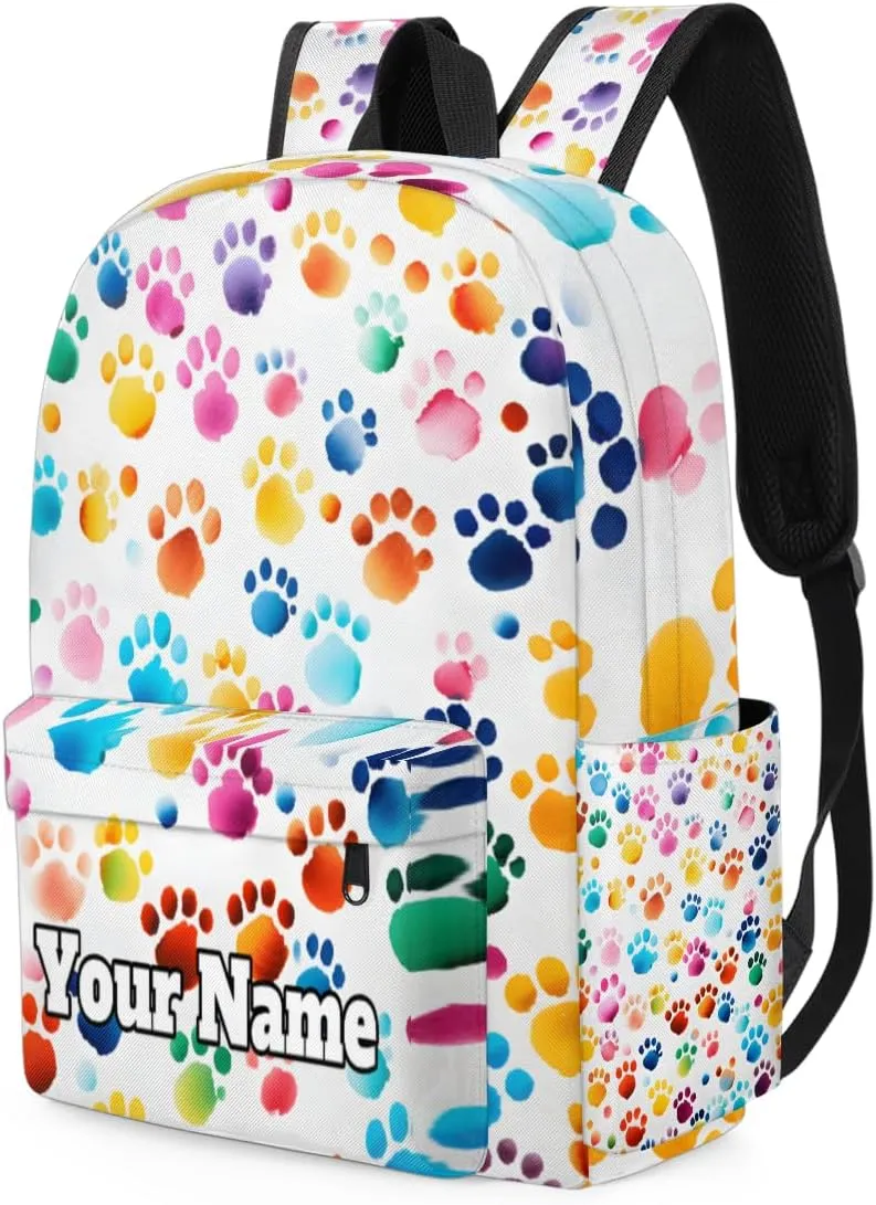 Personalized Paw Print Colorful Preschool Toddler Backpack for Boys Girls Custom Kids Name Small Bookbags Kindergarten Elementary Backpack, Paw Print