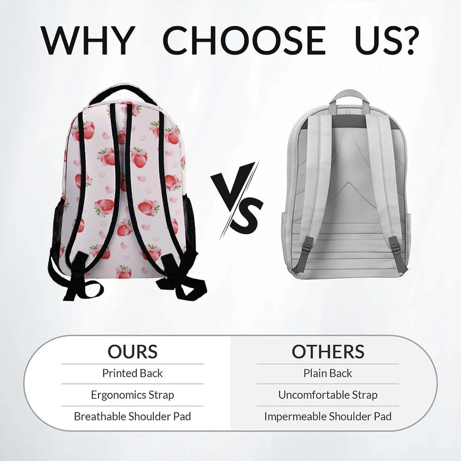Personalized School Bag for Girls - Pink Durable Aesthetic Kid Backpack - 17 Inch Large Capacity Strawberry Bookbag for School, Travel and Camp