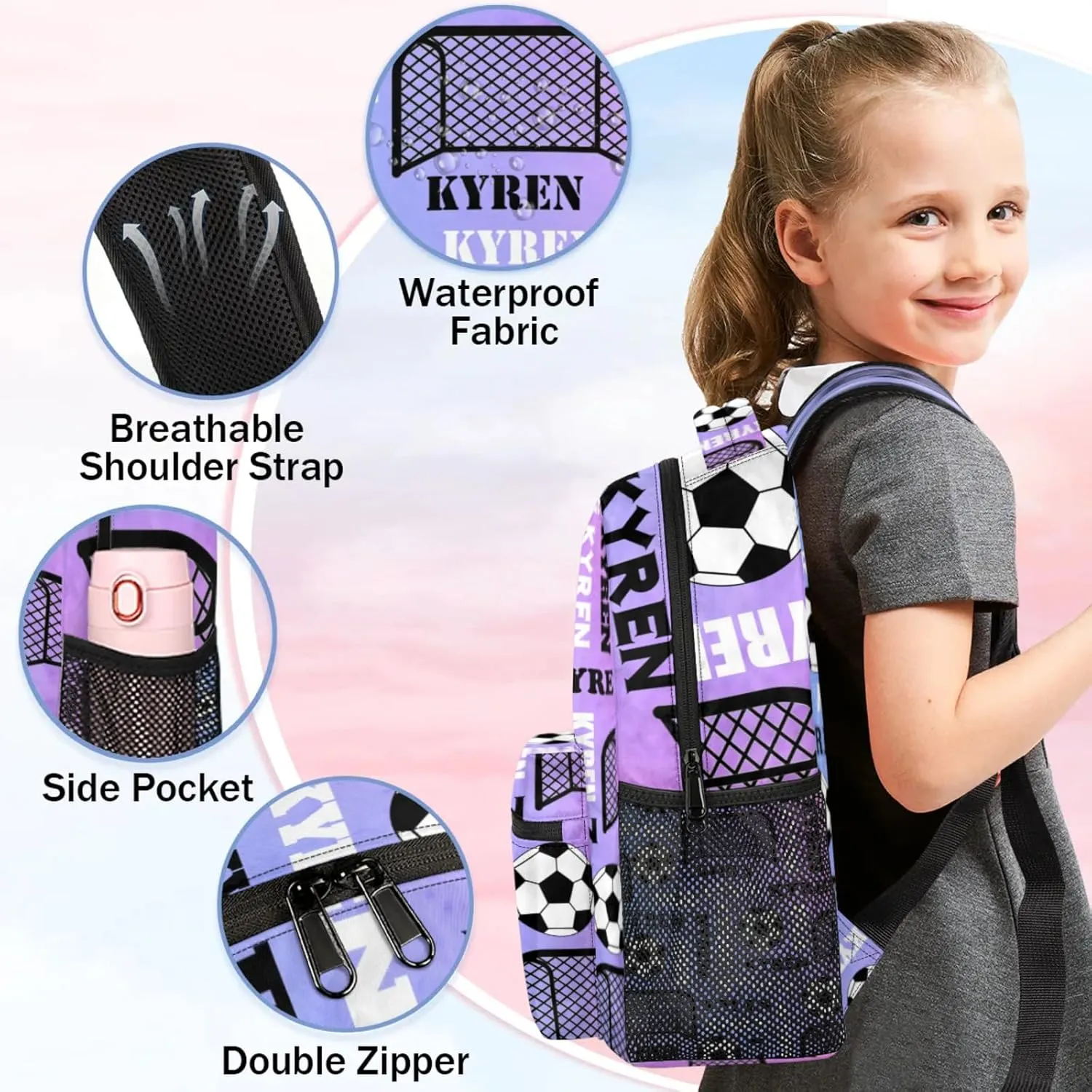 Personalized Soccer Backpack for Men Women, Custom Name Sports Bag Backpack, Laptop Backpacks Daypack for Travel Camping, Colorful