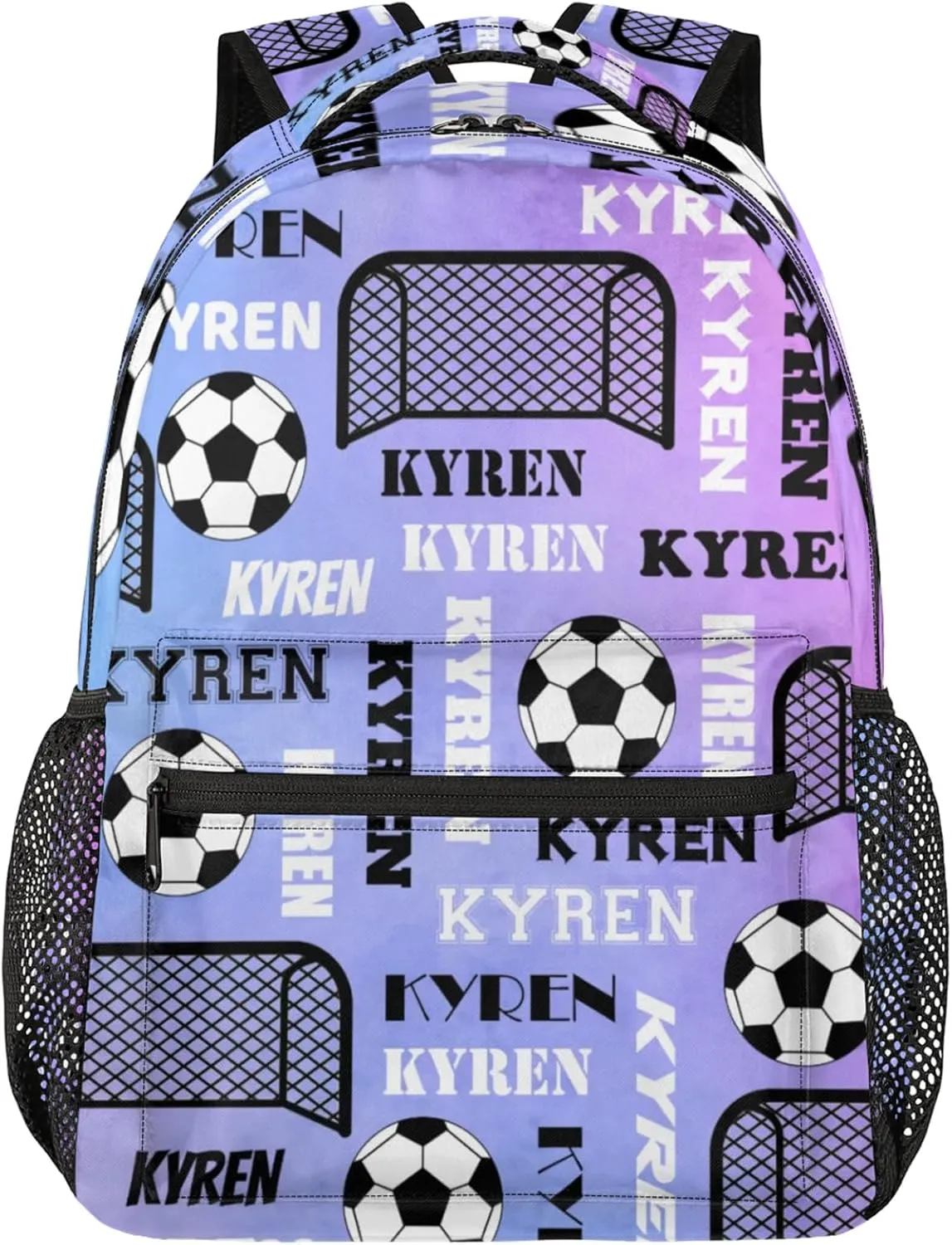 Personalized Soccer Backpack for Men Women, Custom Name Sports Bag Backpack, Laptop Backpacks Daypack for Travel Camping, Colorful