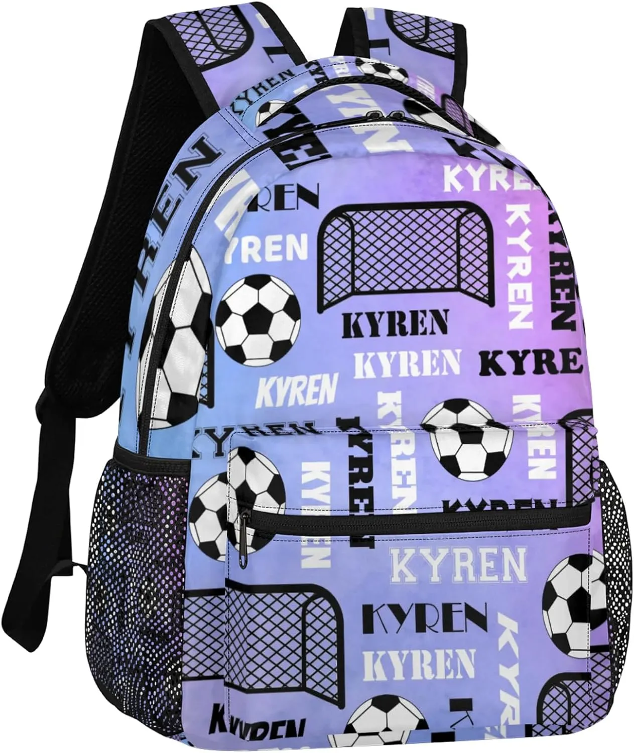 Personalized Soccer Backpack for Men Women, Custom Name Sports Bag Backpack, Laptop Backpacks Daypack for Travel Camping, Colorful