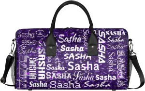 Personalized Travel Duffel Bag for Women Men, Custom Name Gym Duffel Bags Sports Overnight Weekender Bags Personalized Gifts, Deep Purple Glitter (No Glitter)