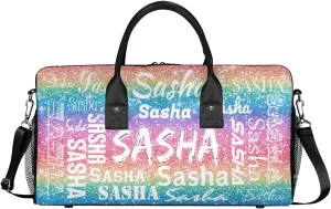 Personalized Travel Duffel Bags with Name, Custom Gymnastics Cheer Dance Gym Duffel Bag for Women Men Overnight Weekender Bag Birthday Gifts, Light Rainbow (No Glitter)