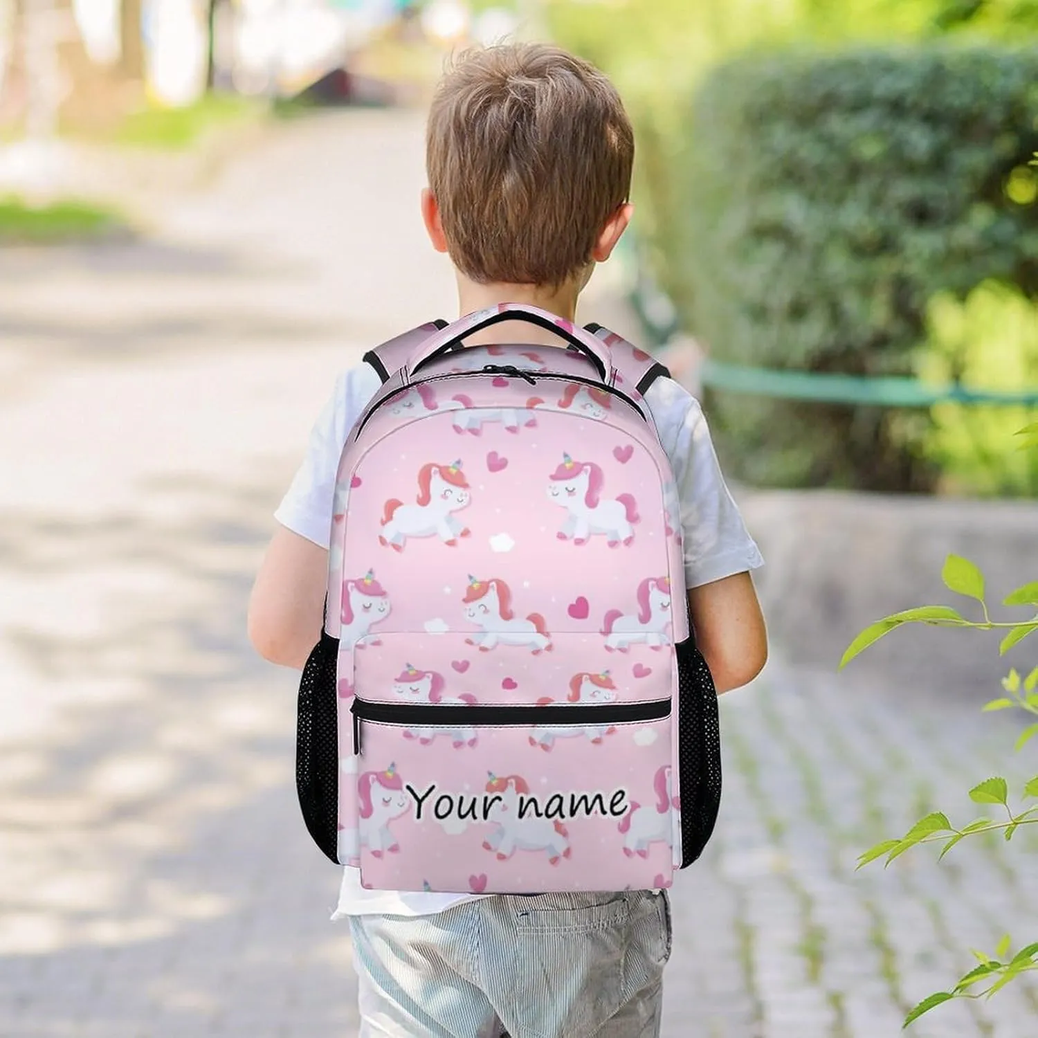 Personalized Unicorn Backpacks for Girls Boys, 16 Inch Cute Backpack for School, Pink, Large Capacity, Durable, Lightweight Bookbag for Kids Travel