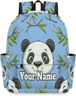 Personalized Wild Animal Print Preschool Toddler Backpack for Boys Girls Custom Kids Name Small Bookbags Kindergarten Elementary Backpack, Pandas