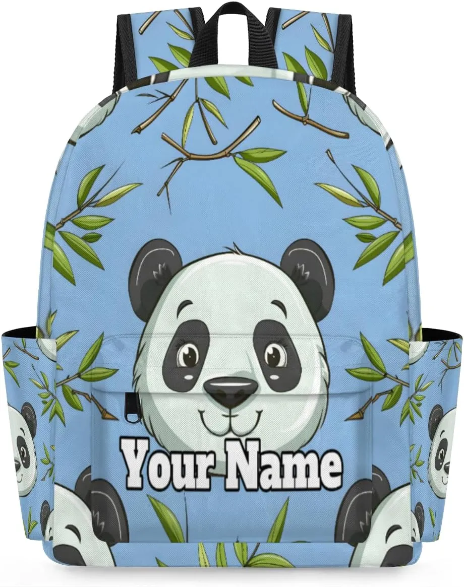 Personalized Wild Animal Print Preschool Toddler Backpack for Boys Girls Custom Kids Name Small Bookbags Kindergarten Elementary Backpack, Pandas