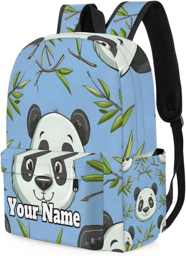 Personalized Wild Animal Print Preschool Toddler Backpack for Boys Girls Custom Kids Name Small Bookbags Kindergarten Elementary Backpack, Pandas