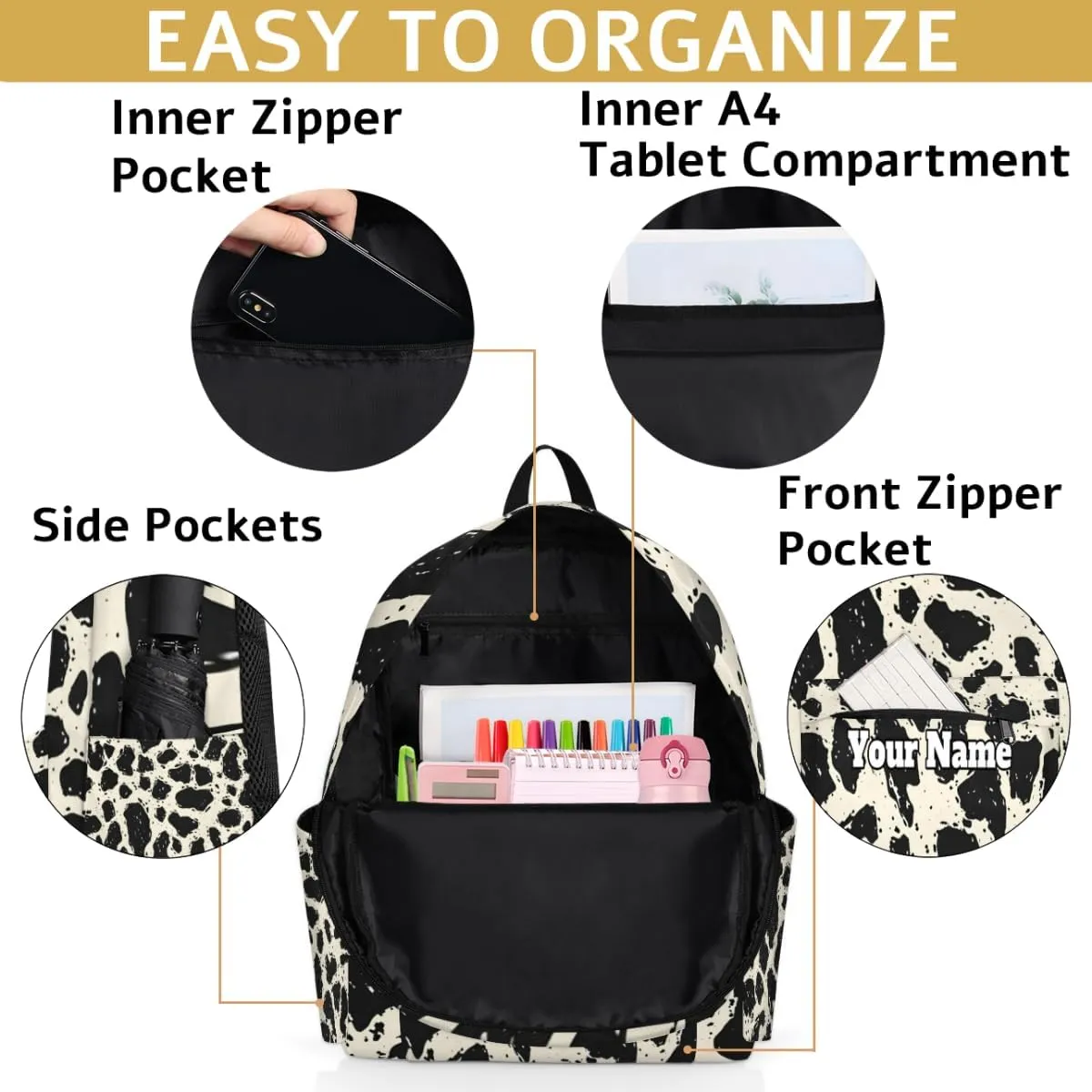 Personalized Wildlife Leopard Skin Preschool Toddler Backpack for Boys Girls Custom Kids Name Small Bookbags Kindergarten Elementary Backpack, Leopard Print