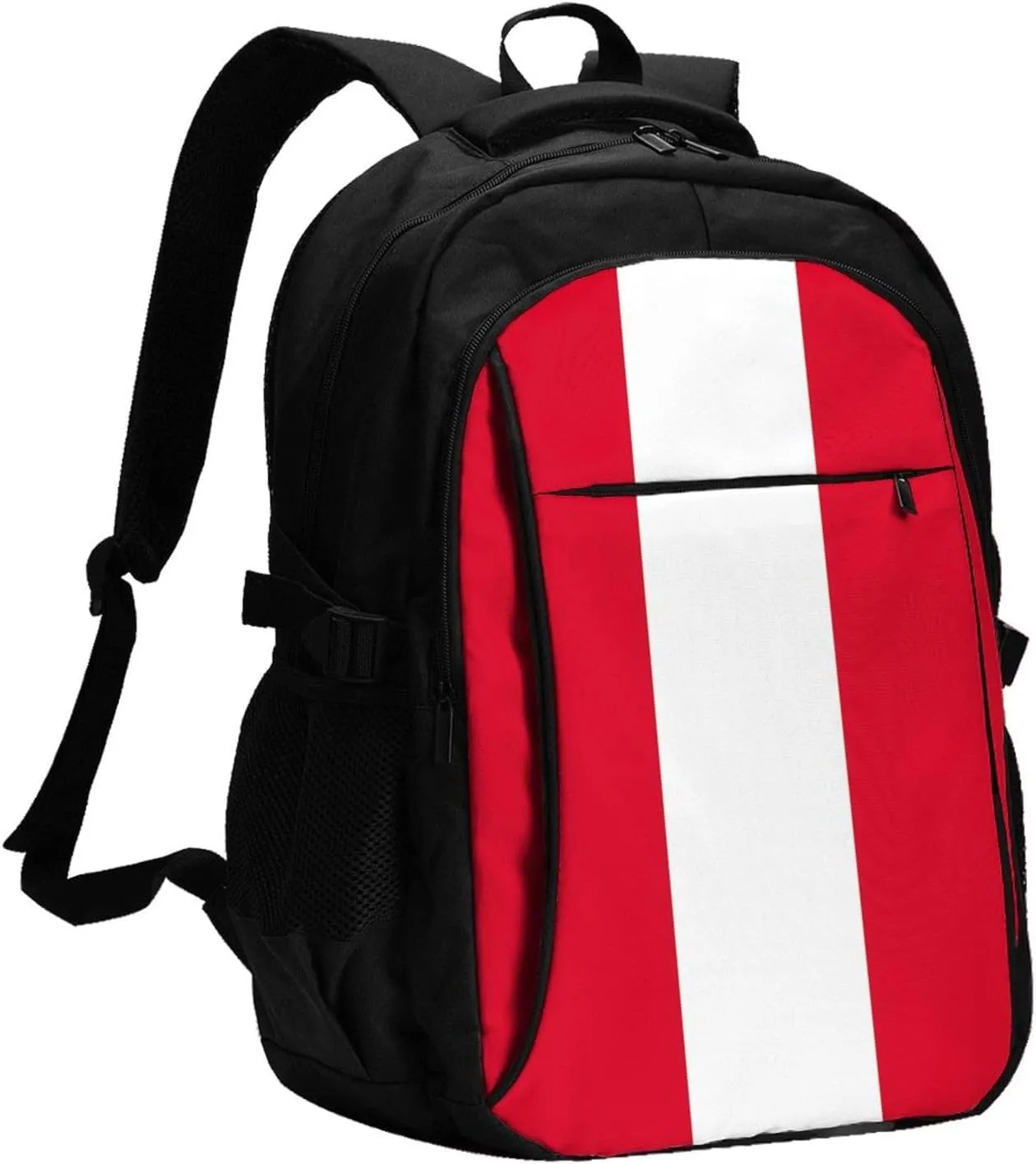 Peru Peruvian Flag Business Laptop Backpack Travel Backpacks Outdoor Rucksack Large Bag Daypack with USB Charging Port Multi-Pocket for Hiking Camping