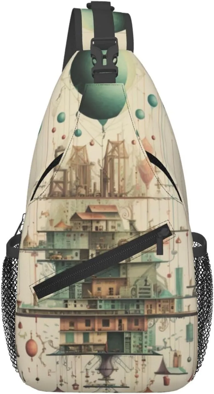 Physics Print print Cross bag, chest crossbody bag, men's cross chest bag, adjustable outdoor travel bag