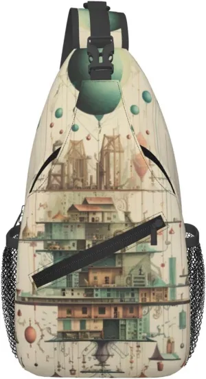 Physics Print print Cross bag, chest crossbody bag, men's cross chest bag, adjustable outdoor travel bag